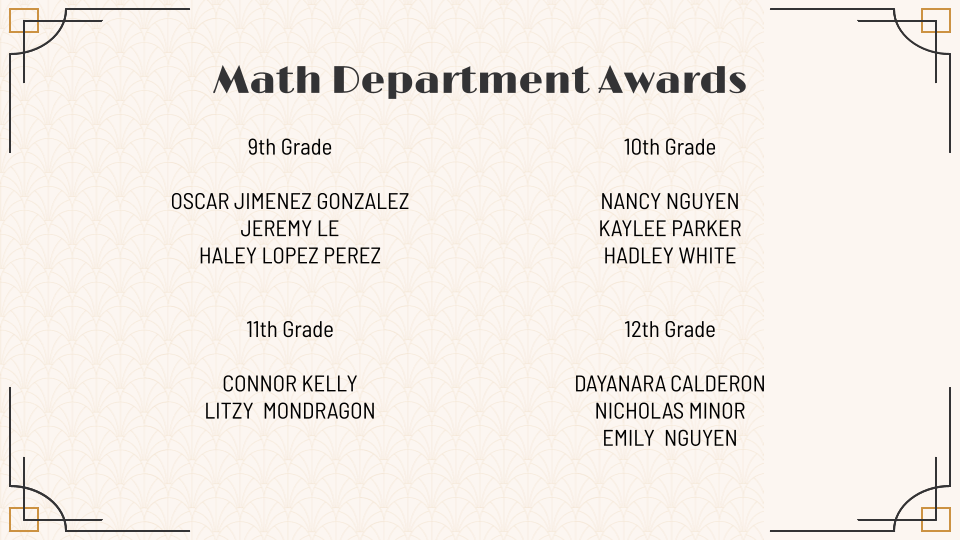 Math Department Awards