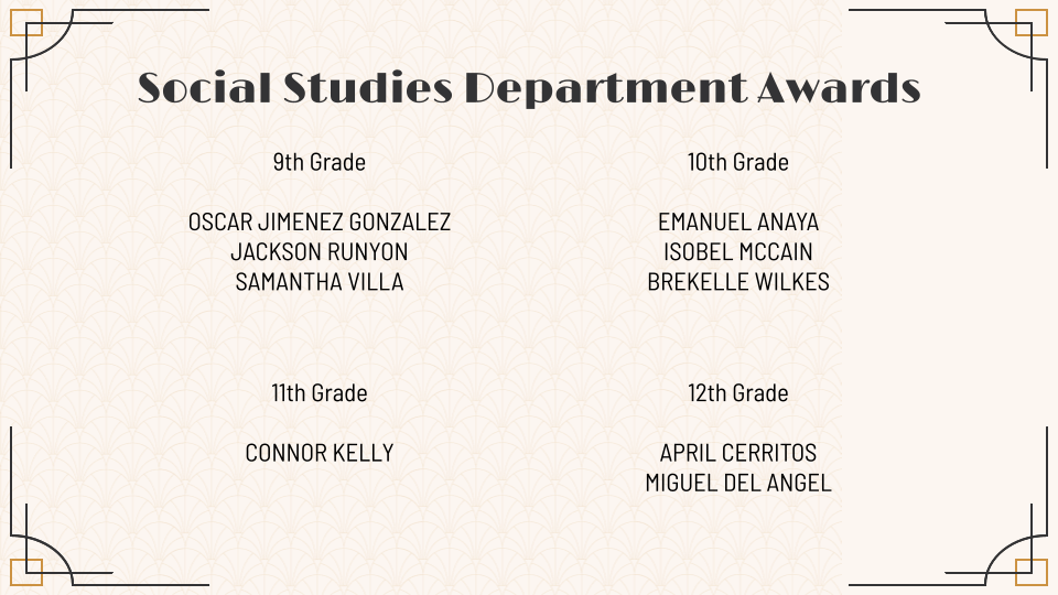 Social Studies Department Awards