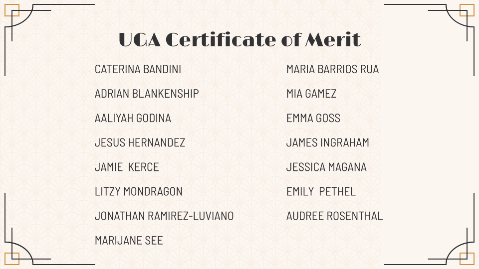 UGA Certificate of Merit